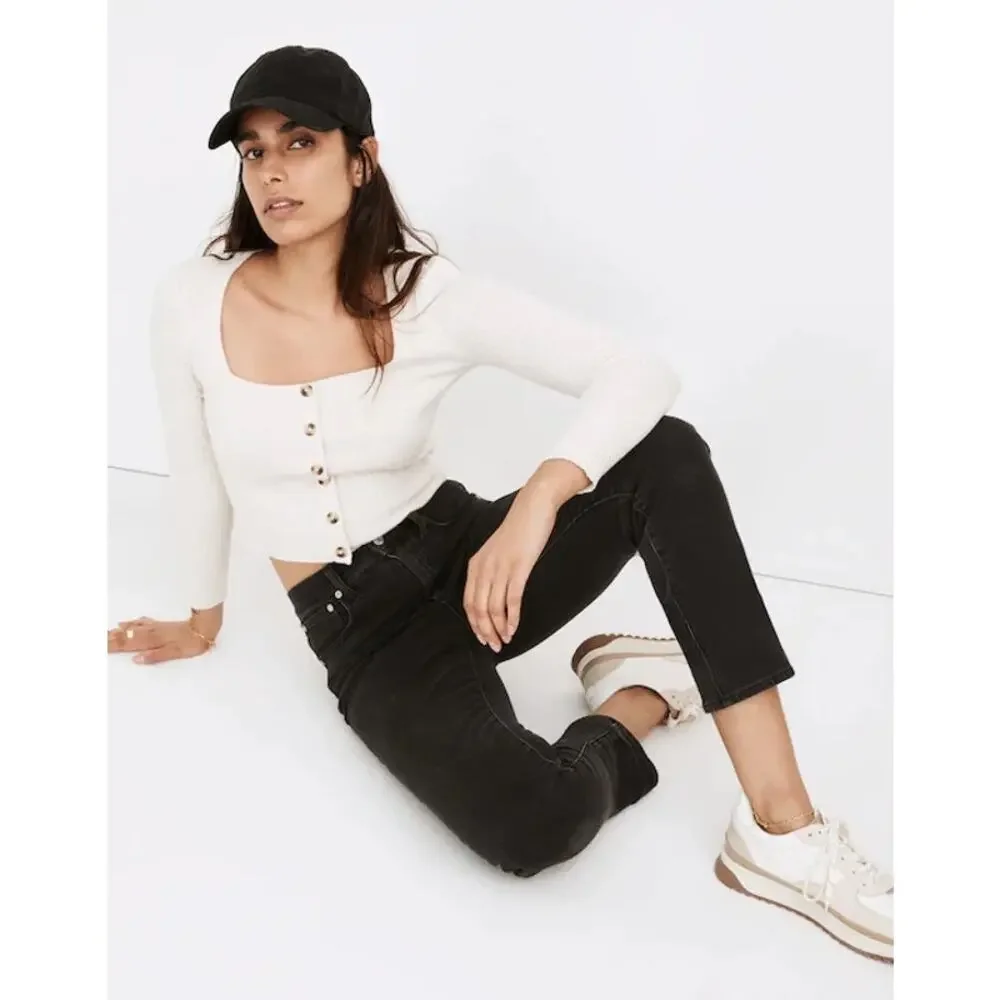 Madewell Women's Classic Straight Jeans High Waisted Lunar Wash Black Size 27